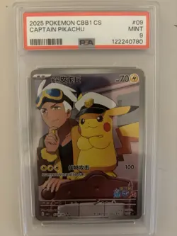 Pokemon Captain Pikachu Gem Pk. Vol. 1 CHINESE Full Art #09 PSA 9 Mint - Image 1