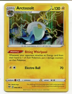 Pokemon TCG Sword & Shield Darkness Ablaze Holofoil Card #066 Arctozolt - Image 1