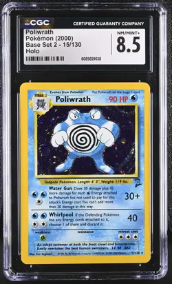 CGC 8.5 Poliwrath 2000 Base Set 2 15/130 Holo Pokemon Card - Image 1