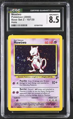 CGC 8.5 Mewtwo 2000 Base Set 2 10/130 Holo Pokemon Card - Image 1