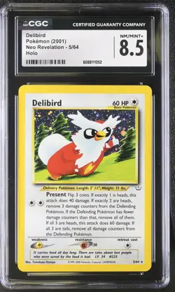 CGC 8.5 Delibird 2001 Neo Revelation 5/64 Holo Pokemon Card - Image 1