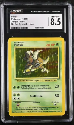 CGC 8.5 Pinsir 1999 Jungle 9/64 No Set Symbol Holo Pokemon Card - Image 1