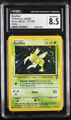 CGC 8.5 Scyther 2000 Base Set 2 17/130 Holo Pokemon Card - Image 1