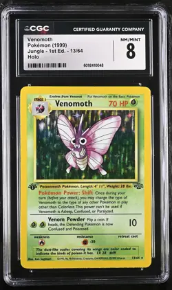 CGC 8 Venomoth 1999 Jungle 1st Edition 13/64 Holo Pokemon Card - Image 1
