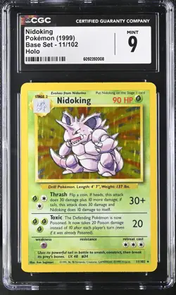 CGC 9 MINT Nidoking 1999 Base Set 11/102 Holo Pokemon Card - Image 1