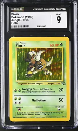 CGC 9 MINT Pinsir 1999 Jungle 9/64 Holo Pokemon Card - Image 1