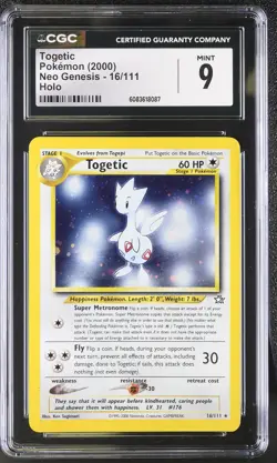 CGC 9 MINT Togetic 2000 Neo Genesis 16/111 Holo Pokemon Card - Image 1