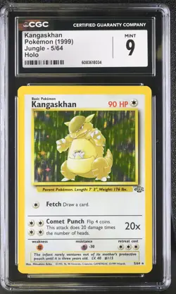 CGC 9 MINT Kangaskhan 1999 Jungle 5/64 Holo Pokemon Card - Image 1