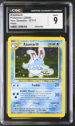 CGC 9 MINT Azumarill 2000 Neo Genesis 2/111 Holo Pokemon Card - Image 1