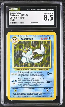 CGC 8.5 Vaporeon 1999 Jungle 12/64 Holo Pokemon Card - Image 1