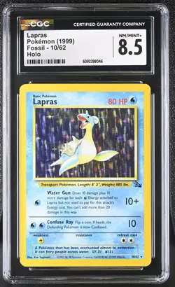 CGC 8.5 Lapras 1999 Fossil 10/62 Holo Pokemon Card - Image 1