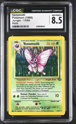 CGC 8.5 Venomoth 1999 Jungle 13/64 Holo Pokemon Card - Image 1