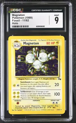 CGC 9 MINT Magneton 1999 Fossil 11/62 Holo Pokemon Card - Image 1