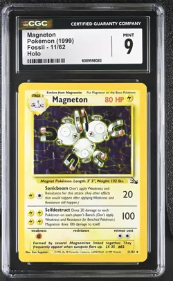 CGC 9 MINT Magneton 1999 Fossil 11/62 Holo Pokemon Card - Image 1