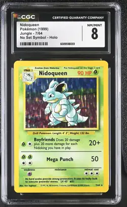 CGC 8 Nidoqueen 1999 Jungle 7/64 No Set Symbol Holo Pokemon Card - Image 1