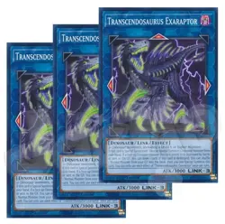 Yugioh - Transcendosaurus Exaraptor x 3 - 1st Edition LP - Free Holographic Card - Image 1