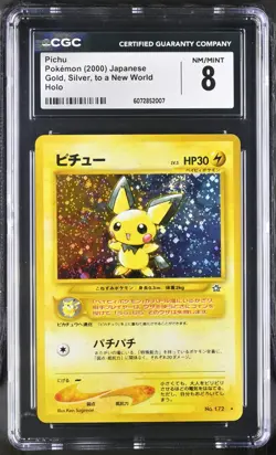 CGC 8 Pichu Japanese Neo Genesis 172 Holo Pokemon Card Swirl - Image 1