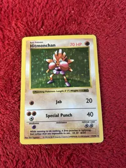 Hitmonchan 007/102 Base Set (Shadowless) Holo Wotc Pokemon Card Played - Image 1