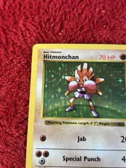 Hitmonchan 007/102 Base Set (Shadowless) Holo Wotc Pokemon Card Played - Image 3