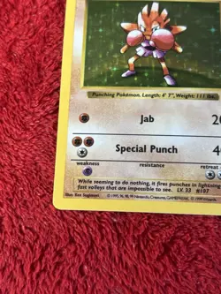 Hitmonchan 007/102 Base Set (Shadowless) Holo Wotc Pokemon Card Played - Image 4