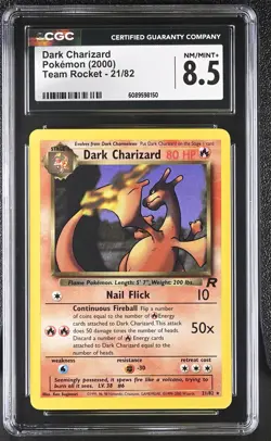 CGC 8.5 Dark Charizard 2000 Team Rocket 21/82 Pokemon Card - Image 1