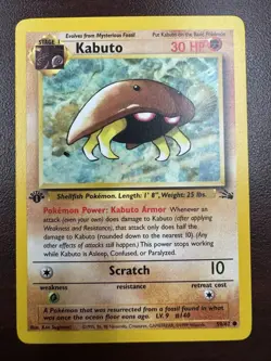 1999 Pokemon 1st Edition Fossil - KABUTO - card no. 50/62 LP - Image 1