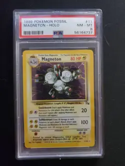 1999 POKEMON FOSSIL #11 MAGNETON-HOLO PSA 8 - Image 1