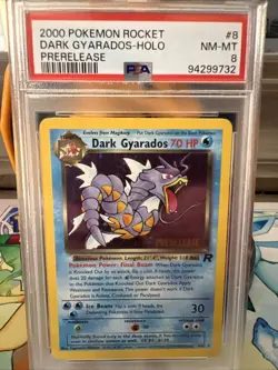 Dark Gyarados Prerelease Vintage Pokemon Team Rocket 08/82 PSA 8 - Image 1