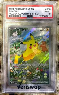 Pokemon 2024 SVP en Paldea Adventure Chest #088 Pikachu PSA 9 Mint - Image 1