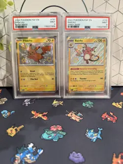 Pokemon Pikachu & Raichu Paldean Fates Shiny Rare PSA 9 Mint (Sequential) - Image 1