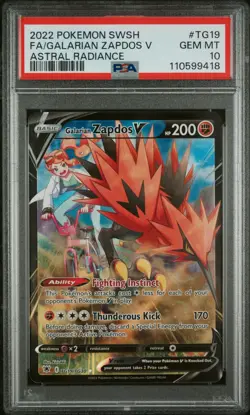 PSA 10 2022 Pokemon SWSH Astral Radiance Trainer Gallery #TG19 Galarian Zapdos V - Image 3