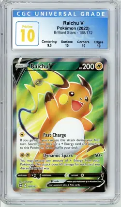 Pokemon Raichu V #158 Brilliant Stars CGC Pristine 10 - Image 1