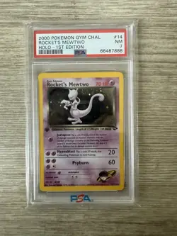 2000 POKEMON GYM CHALLENGE HOLO-1ST ED #14 ROCKET'S MEWTWO PSA 7 - Image 1
