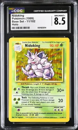 CGC 8.5 Nidoking 1999 Base 11/102 Holo Pokemon Card NM/MINT+ psa - Image 1