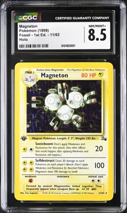 CGC 8.5 Magneton 1st Edition Fossil 11/62 Holo 1999 Pokemon Card psa - Image 1