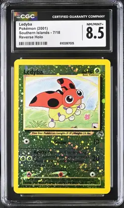 CGC 8.5 Ledyba 2001 Southern Islands 7/18 Reverse Holo SWIRL Pokemon Card psa - Image 1