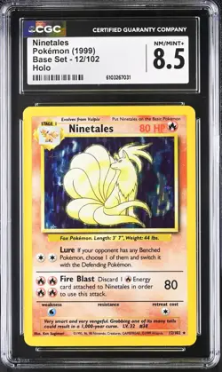 CGC 8.5 Ninetales Base Set 12/102 Holo 1999 Pokemon Card psa - Image 1