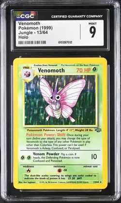 CGC 9 MINT Venomoth 1999 Jungle 13/64 Holo Pokemon Card psa - Image 1