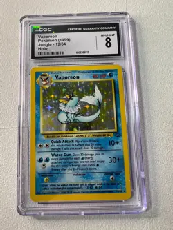 CGC 8 Vaporeon 1999 Jungle 12/64 Holo Pokemon Card - Image 1