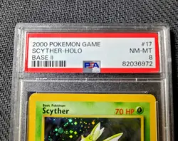 Pokemon Base Set 2 II Scyther 17/130 Holo Card PSA 8 NM-MT Graded WOTC 2000 Card - Image 3