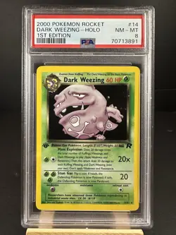 PSA 8 Dark Weezing Holo 1st Edition Team Rocket 14/82 PSA Pokemon READ - Image 1