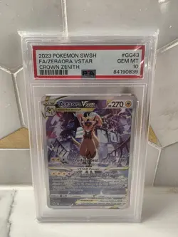 Pokemon TCG 2023 Zeraora VSTAR GG43 Full Art Crown Zenith PSA 10 Gem Mint - Image 1