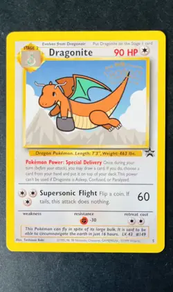 Pokemon TCG - Dragonite 5 WOTC Black Star WB First Movie Promo 1999 - Image 1