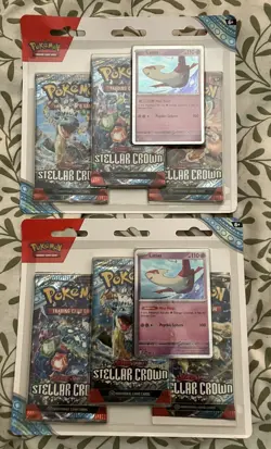 2 X Pokemon TCG Scarlet & Violet Stellar Crown 3 Pack Blister Latias New Sealed - Image 1