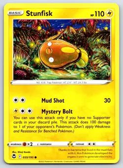 Stunfisk - Silver Tempest 055/195 Shinji Kanda Pokemon TCG Card NM - Image 1