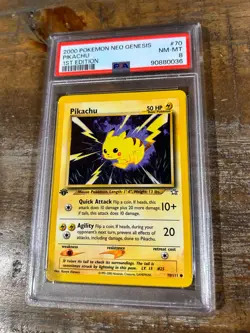 Pokemon 2000 Neo Genesis 1st Edition PIKACHU #70 PSA 8 RARE - Image 1