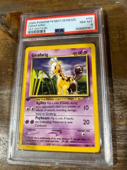 Pokemon 2000 Neo Genesis 1st Edition GIRAFARIG #58 PSA 8 RARE - Image 1