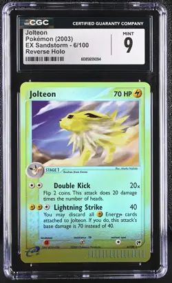 CGC 9 MINT Jolteon 2003 EX Sandstorm 6/100 Reverse Holo Pokemon Card - Image 1