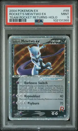 2004 POKEMON EX TEAM ROCKET RETURNS #99 ROCKET'S MEWTWO EX-HOLO PSA 9 - Image 1