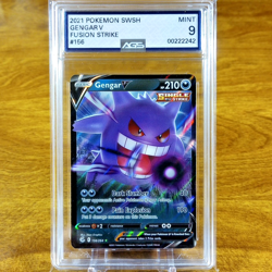 Pokemon SWSH Fusion Strike Gengar V 156/264 AGS Mint 9 Full Holo Rare 2021 - Image 1